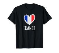 Joli Drapeau de la France en Forme de cœur pour Fan du pa T-Shirt
