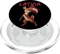 Joli Drapeau de Lettonie avec Animal pour Les Amateurs de Cerfs PopSockets PopGrip pour MagSafe