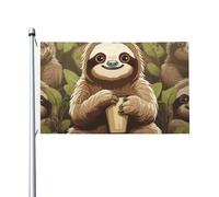 Joli drapeau de paresseux de dessin animé - 9,1 x 1,5 m - Double face - Avec œillets en laiton - Ne se décolore pas - Pour intérieur et extérieur - Décoration d'intérieur et d'extérieur