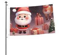 Joli drapeau de vacances de Noël, 6 x 0,9 m, imprimé double face, drapeau de jardin pour l'extérieur, les vacances, bannière cadeau avec œillets, toile de fond pour photo pour décoration intérieure et