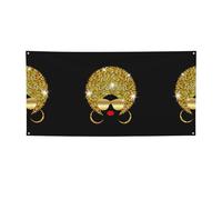 Joli drapeau de vacances imprimé femme africaine à pois, bannière colorée idéale pour le bar de jardin et les réunions entre amis