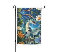 Joli drapeau décoratif de jardin imprimé dinosaure 30,5 x 45,7 cm - Drapeau de cour pour terrasse, balcon, jardin, pelouse