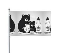 Joli drapeau décoratif en forme d'ours en bouteille de lait (0,9 x 1,5 m), durable et résistant à la lumière, drapeau de mariage, cour, anniversaire de mariage