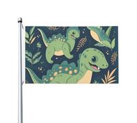 Joli drapeau dinosaure 0,9 x 1,5 m pour extérieur et intérieur, printemps, été, automne, hiver, drapeau de jardin avec œillets, drapeau de vacances double face pour décorations de cour