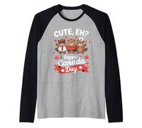 Joli drapeau « Eh Happy Canada Day » pour garçons et filles Manche Raglan