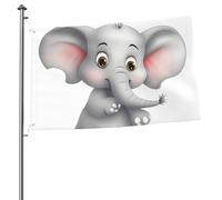Joli drapeau éléphant 6,1 x 91 cm imprimé double face pour jardin, cour, drapeau pour l'extérieur, les vacances, bannière cadeau avec œillets, toile de fond pour photo pour décoration intérieure et