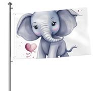 Joli drapeau éléphant 61 x 91 cm imprimé double face drapeau de jardin drapeau de cour pour l'extérieur drapeaux de vacances, bannière cadeau avec œillets toile de fond photo pour décoration