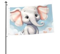 Joli drapeau éléphant de 6,1 x 91 cm avec impression double face pour l'extérieur, les vacances, bannière cadeau avec œillets, toile de fond pour photo pour décoration intérieure et extérieure