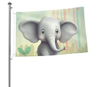 Joli drapeau éléphant de 6,1 x 91 cm avec impression double face pour l'extérieur, les vacances, bannière cadeau avec œillets, toile de fond pour photo pour décoration intérieure et extérieure