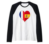 Joli Drapeau Espagne France Fierté Fan Espagnol Français Manche Raglan