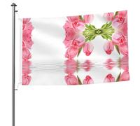 Joli drapeau floral rose double face de 1,5 x 2,4 m avec œillets décoratifs, patio, porche, événement de groupe.