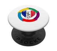Joli Drapeau français en Forme de cœur Jour International de la Francophonie PopSockets PopGrip Adhésif