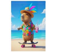 Joli drapeau hawaïen Capybara Automne Jardin Drapeau d'été Drapeau double face Décorations de Noël extérieures 30,5 x 45,7 cm