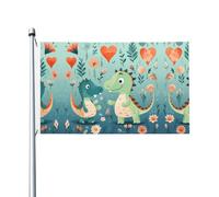Joli drapeau imprimé bébé dinosaure 0,9 x 1,5 m - Bannières intérieur/extérieur résistantes à la décoloration avec œillets en métal, pour décoration de maison et de vacances