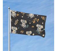 Joli drapeau koala - 9,1 x 1,5 m - Double face - Fleurs et feuilles - Pour jardin, maison, cour, extérieur, intérieur, vacances, fête