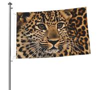 Joli drapeau léopard 61 x 91 cm avec imprimé double face pour l'extérieur, les vacances, bannière cadeau avec œillets, toile de fond pour photo pour décoration intérieure et extérieure