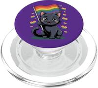 Joli Drapeau Noir Cat Pride - Design LGBTQ drôle Kawaii PopSockets PopGrip pour MagSafe