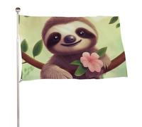 Joli drapeau paresseux - 88,9 x 150 cm - Double face - Drapeaux de bienvenue - Bannière décorative pour cour, porche, pelouse