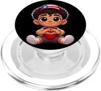 Joli Drapeau portoricain en Forme de cœur pour Jeunes PopSockets PopGrip pour MagSafe