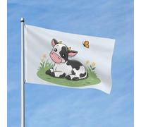 Joli drapeau vache 0,9 x 1,5 m double face herbe papillon drapeau de jardin bannière pour maison, cour, extérieur, intérieur, vacances, fête décorative