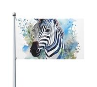 Joli drapeau zèbre aquarelle - 90 x 150 cm - Double face en polyester - Résistant à la décoloration - Léger - Pour cour, balcon, pelouse, fête, décoration extérieure