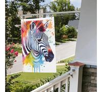 Joli drapeau zèbre coloré 61 x 91 cm pour extérieur et intérieur - Drapeaux de jardin avec œillets verticaux double face pour décorations de cour