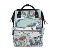 Joli Éléphant Blanc Sac à Langer Sac à Dos Grande Capacité Multifonction Sac à Couches pour Voyage Maman Femme Papa