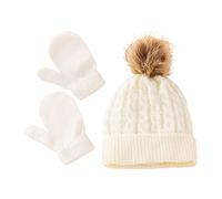 Joli ensemble bonnet et gants tricotés pour bébé avec une adorable boule pour garder votre bébé bien chaud et élégant tout long de l ' hiver
