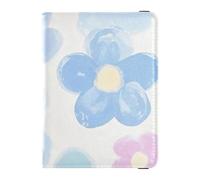 Joli étui de passeport en cuir avec motif de fleurs et peinture à l'huile bleue pour les voyages pour les voyages Portefeuille Combo Passport Holder Case pour femme Ultra fin, Jolies fleurs bleues