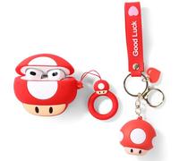 Joli étui pour AirPods 3e génération, avec poupée et porte-clés anti-perte, coque en silicone XMBYGY résistante aux chocs avec kits pour garçons et filles (champignon)