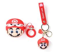 Joli étui pour AirPods 3e génération, avec poupée et porte-clés anti-perte, coque en silicone XMBYGY résistante aux chocs avec kits pour garçons et filles (Mario)