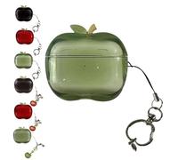 Joli étui pour écouteurs en caoutchouc souple TPU transparent en forme de fruit vert compatible avec Airpods Pro1 génération, charmante coque d'écouteurs avec joli pendentif, résistante aux chocs et à