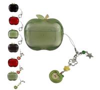 Joli étui pour écouteurs en caoutchouc souple TPU transparent en forme de fruit vert compatible avec Airpods Pro2 génération, charmante coque d'écouteurs avec joli pendentif, résistante aux chocs, à