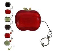 Joli étui transparent en forme de fruit rouge transparent en TPU souple compatible avec Airpods Pro1 génération, charmante coque d'écouteurs avec joli pendentif, résistante aux chocs et à la poussière