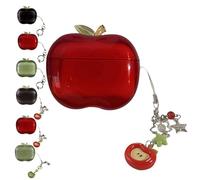 Joli étui transparent en forme de fruit rouge transparent en TPU souple compatible avec Airpods Pro2 génération, charmante coque d'écouteurs avec joli pendentif, résistante aux chocs, à la poussière