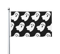 Joli fantôme blanc motif Halloween drapeau extérieur quatre saisons drapeau de vacances double face avec boutonnière fond décoratif fournitures de fête