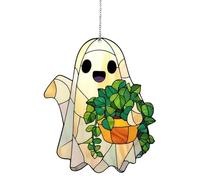 Joli fantôme d'Halloween à suspendre, plante fantôme 2D en acrylique 2D, attrape-soleil, pendentif arbre effrayant, décorations d'Halloween pour mur, décoration de ferme d'automne, cadeau de pendaison