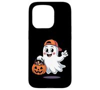 Joli fantôme d'halloween avec Seau à Bonbons en Forme de Citrouille Coque pour iPhone 15 Pro