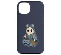 Joli fantôme Patchwork dans Une Robe en Jean avec Panier Citrouille Coque pour iPhone 13