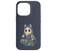 Joli fantôme Patchwork dans Une Robe en Jean avec Panier Citrouille Coque pour iPhone 13 Pro