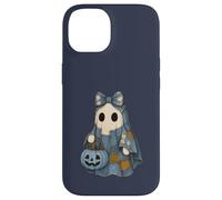 Joli fantôme Patchwork dans Une Robe en Jean avec Panier Citrouille Coque pour iPhone 14