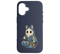Joli fantôme Patchwork dans Une Robe en Jean avec Panier Citrouille Coque pour iPhone 16