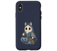 Joli fantôme Patchwork dans Une Robe en Jean avec Panier Citrouille Coque pour iPhone X/XS
