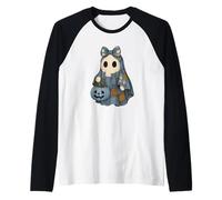 Joli fantôme Patchwork dans Une Robe en Jean avec Panier Citrouille Manche Raglan