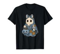 Joli fantôme Patchwork dans Une Robe en Jean avec Panier Citrouille T-Shirt