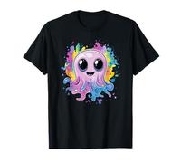 Joli fantôme souriant avec des éclaboussures colorées T-Shirt