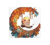 Joli fantôme sur balançoire croissant de lune en vitrail double gang couvercle de plaque murale interrupteur décoration taille standard - 11,4 x 11,4 cm