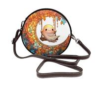 Joli fantôme sur balançoire croissant de lune vitrail femmes sacs à bandoulière ronds en cuir sac à main