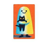 Joli fantôme tenant un chat noir dans les bras - Plaque murale vierge - Plaque murale décorative pour cuisine, salle de bain - Dimensions : 11,4 x 7 cm