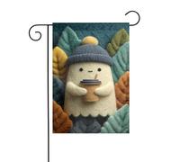 Joli fantôme tenant un drapeau de jardin café 30 x 45 cm vertical double face ferme vacances décorations extérieures drapeau de cour